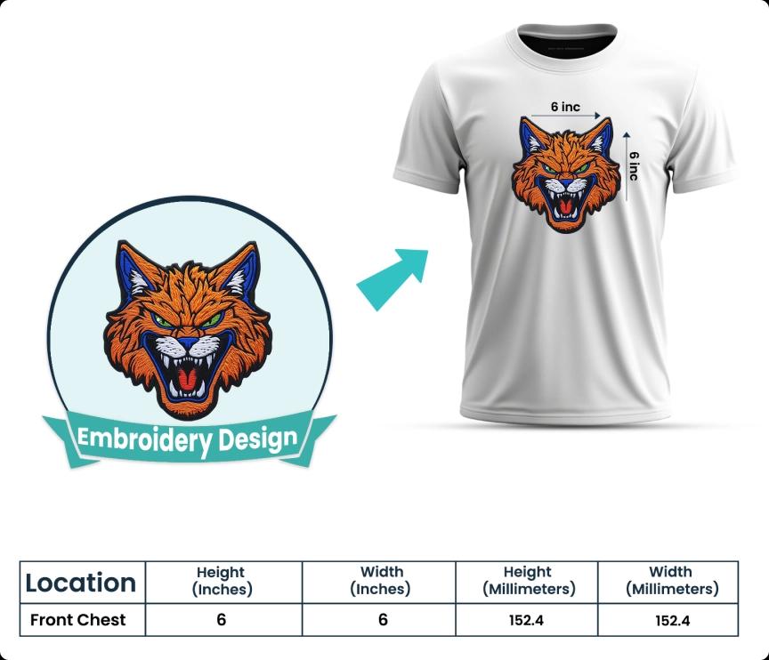  Front Chest Embroidery Size Guide