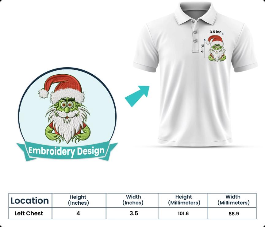 Left Chest Embroidery Size Guide